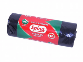 Šiukšlių maišai SPINO, LDPE, 100L, 33 mk, juodi, 10 vnt..