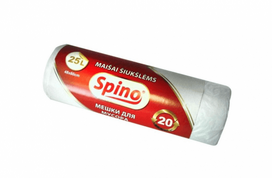 Šiukšlių maišai SPINO, HDPE, 25L, 9mk, balti, 20 vnt..