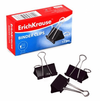 Popieriaus spaustukai ErichKrause, 25mm, juodi, 12 vnt..