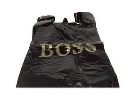 Maišeliai su rankenomis "BOSS", HDPE, 30x15x55cm, 20mk, juodi, 100 vnt..