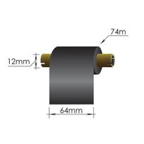 Ribbons 64mm x 74m/12mm/110mm/Wax/Out, juodas