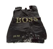 Maišeliai su rankenomis "BOSS", HDPE, 38x20x60cm, 30mk, juodi, 100 vnt..