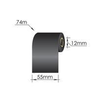 Ribbons 55mm x 74m/12mm/57mm/Wax/Out, juodas