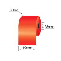 Ribbons 60mm x 300m/25mm/60mm/Wax-Resin/Out, raudonas