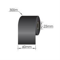 Ribbons 60mm x 300m/25mm/60mm/Wax-Resin/Out, juodas