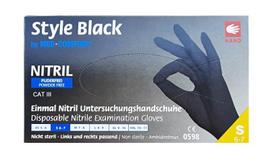 Nitrilinės pirštinės Style Black, S dydis, be pudros, juodi, 100 vnt.