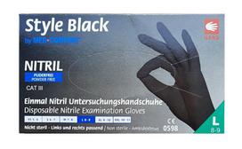 Nitrilinės pirštinės Style Black, L dydis, be pudros, juodi, 100 vnt.