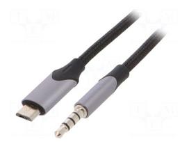 Cable | Jack 3,5mm 4pin plug,USB B micro plug | nickel plated | 1m