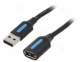 Cable | USB 2.0 | USB A socket,USB A plug | nickel plated | 2m | black