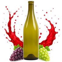 Stiklinis vyno butelis Bordeaux, 750 ml, alyvuogių spalva
