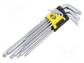 Wrench: hex key-set | spherical | Chrom-vanadium steel | long | 9pcs.