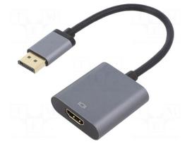 Adapter | DisplayPort plug,HDMI socket | 0.15m | aluminium | grey