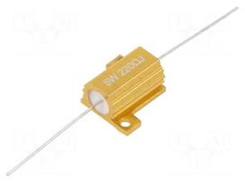 Resistor: wire-wound | 220Ω | with heatsink | 5W | ±5% | 50ppm/°C | axial