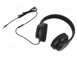 Headphones with microphone | black | Jack 3,5mm | 1.2m | 20÷20000Hz