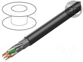 Wire | S/FTP | Cat 7 | 4x2x23AWG | OFC | wire | PE | black | 50m | outdoor