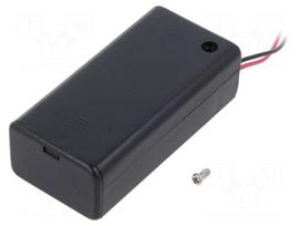 Holder | 6F22,6LR61 | Batt.no: 1 | cables | 150mm | bronze | with switch
