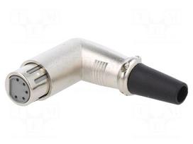 Connector: XLR | plug | female | PIN: 5 | angled 90° | for cable | silver