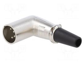 Connector: XLR | plug | male | PIN: 4 | angled 90° | for cable | soldering