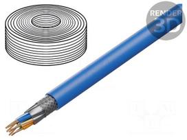 Wire | S/FTP | Cat 6a | 4x2x23AWG | Cu | wire | LSZH | blue | 50m | Øcable: 7mm