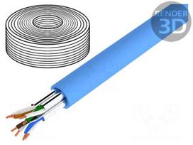 Wire | U/FTP | Cat 6a | 4x2x23AWG | Cu | wire | LSZH | blue | 100m | CPR: Dca