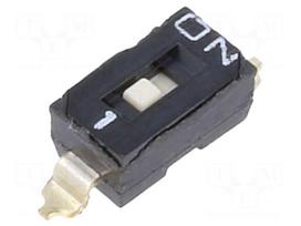 Switch: DIP-SWITCH | 0.1A/50VDC | Pos: 2 | SMT | -20÷85°C | Pitch: 2.54mm