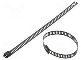 Cable tie | L: 150mm | W: 7mm | stainless steel AISI 304 | 445N | black