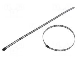 Cable tie | L: 300mm | W: 7mm | stainless steel AISI 304 | 445N | black