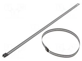 Cable tie | L: 250mm | W: 7mm | stainless steel AISI 304 | 445N | black