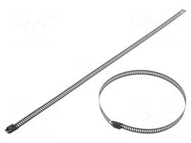 Cable tie | L: 300mm | W: 7mm | acid resistant steel AISI 316 | 445N