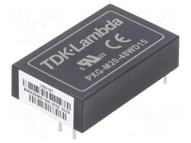 Converter: DC/DC | 20W | Uin: 18÷75VDC | Uout: 15VDC | Uout2: -15VDC