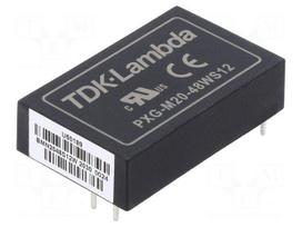 Converter: DC/DC | 20W | Uin: 18÷75VDC | Uout: 12VDC | Iout: 1.67A | THT