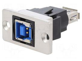 Adapter | USB A socket,USB B socket | SLIM | USB 3.0 | gold-plated