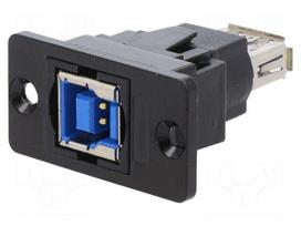 Adapter | USB A socket,USB B socket | Slim | USB 3.0 | gold-plated