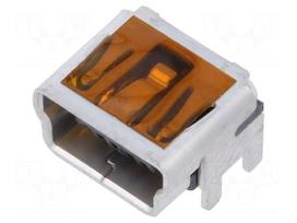 Connector: USB B mini | socket | on PCBs | THT | PIN: 5 | angled 90°