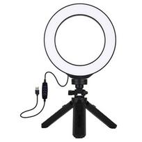 LED žiedinė lempa 16cm, su trikoju stovu 12-14.5cm, USB