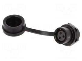 Connector: circular | socket | female | PIN: 3 | IP67 | SA12 | 13A | 250V