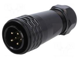 Connector: circular | plug | male | PIN: 6(4+2) | IP67 | SA20 | 8÷12mm