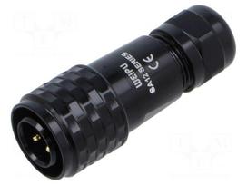 Connector: circular | plug | male | PIN: 3 | IP67 | SA12 | 4÷6.5mm | 13A