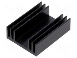 Heatsink: extruded | grilled | black | L: 37.5mm | W: 29mm | H: 11.5mm