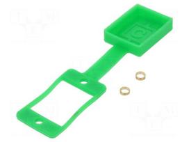 Socket gasket with dust cap | flat | green | 29mm | Gasket: silicone