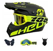 Motociklo BMX motokroso šalmas XL 59-60cm + akiniai, pirštinės, balaklava, XL