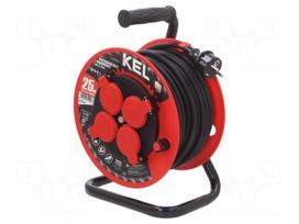 Extension lead | H05RR-F | 3G1.5mm2 | 25m | rubber | black | reel | 16A