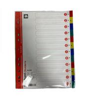 Dokumentų skirtukai DIVIDERS 1-12, A4, PP, spalvoti