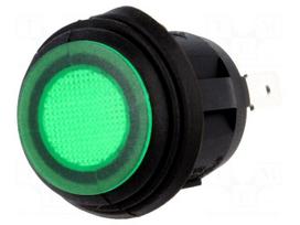 ROCKER | SPST | Pos: 2 | ON-OFF | 10A/250VAC | green | IP65 | neon lamp
