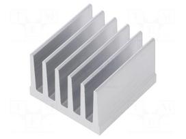 Heatsink: extruded | grilled | natural | L: 37.5mm | W: 36.8mm | H: 25mm