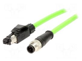 Adapter | M12 male,RJ45 plug | D code-Ethernet | PIN: 4 | IP67 | Cat 5e