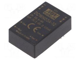 Converter: DC/DC | 3W | Uin: 9÷18VDC | Uout: 12VDC | Uout2: -12VDC | DIP24