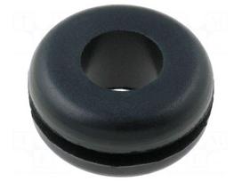 Grommet | Ømount.hole: 9.5mm | Øhole: 6.3mm | rubber | black