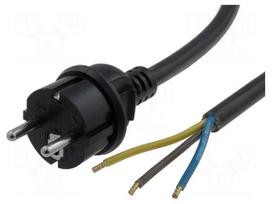 Cable | 3x2.5mm2 | CEE 7/7 (E/F) plug,cables | PVC | 3m | black | 16A