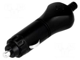 Cigarette lighter plug | Sup.volt: 7÷12VDC | Inom: 8A | 12V/8A | black